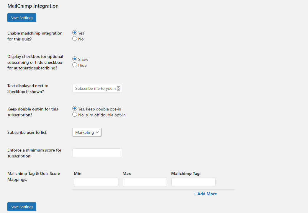 How to add Mailchimp to WordPress - Setup a Quiz with the MailChimp Integration Addon